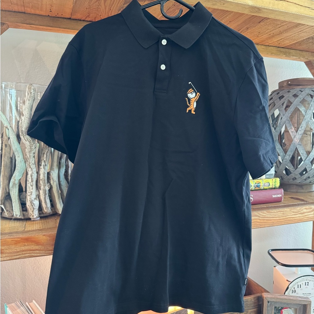 Malbon *Tiger Buckets* Black Polo Shirt with Embroidered Logo